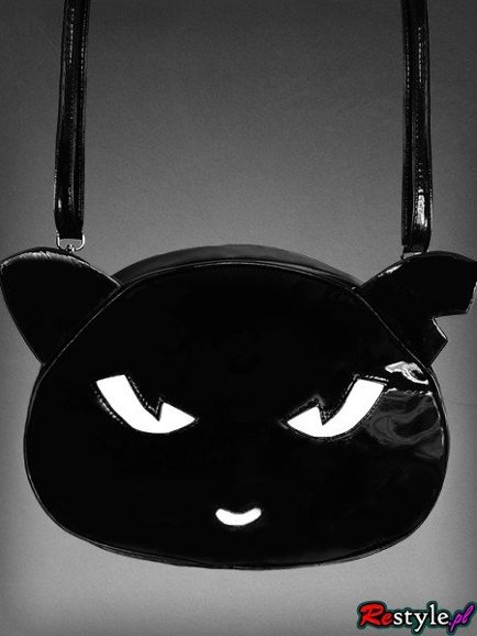 Czarna KOCIA torba torebka kot z uszkami i oczami