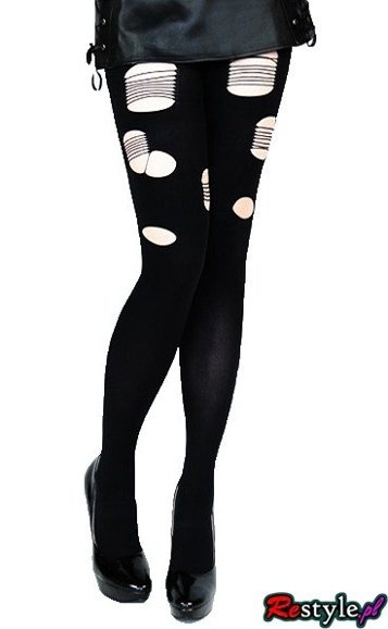 Czarne rajstopy z dziurami 