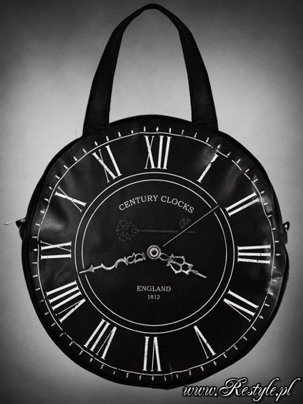 Watch bag " BLACK CLOCK-LARGE" round gothic handbag A4