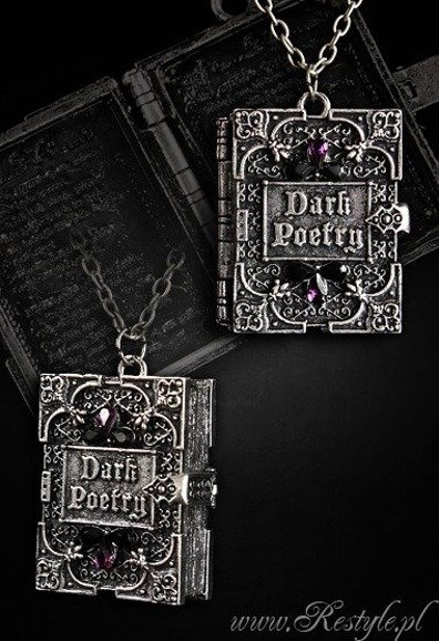 Locket pendant, book shaped gothic necklace "DARK POETRY"