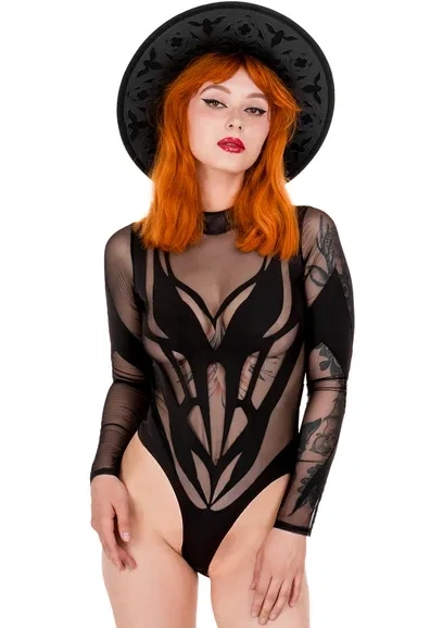 PHOENIX BODYSUIT Drapieżne czarne body